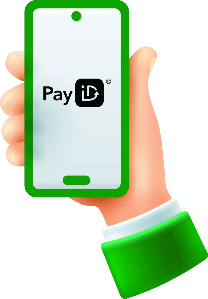 Hand with phone with mobile app payid.